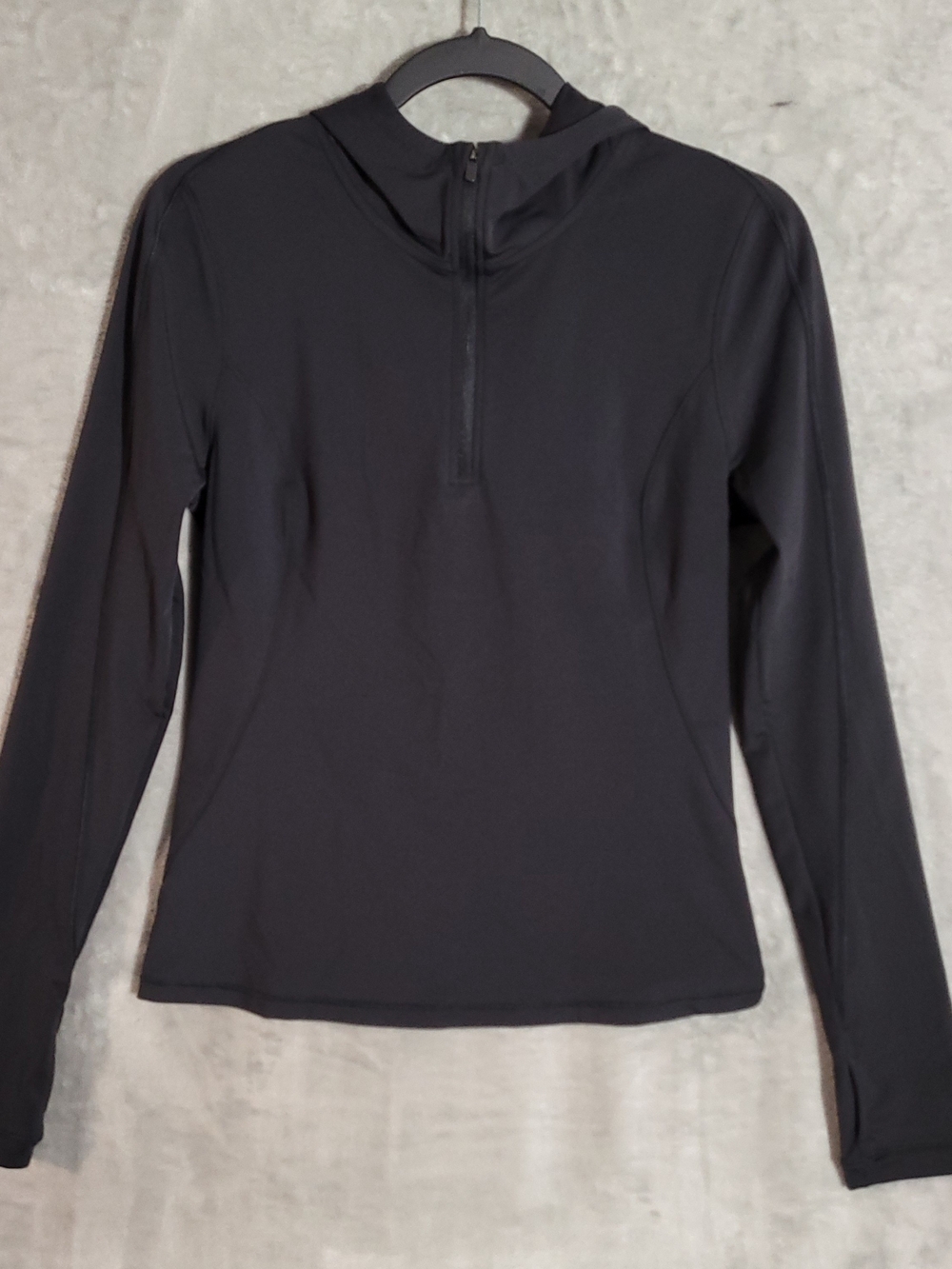 Athleta Summit Black Long-Sleeve Quarter-Zip Athletic Hoodie/Top